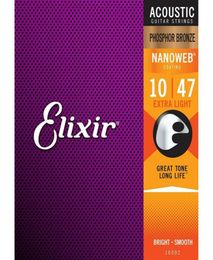 Elixir 16002 Nanoweb Cuerdas de guitarra acústica Luz extra 1047 Phosphor Bronze2768686