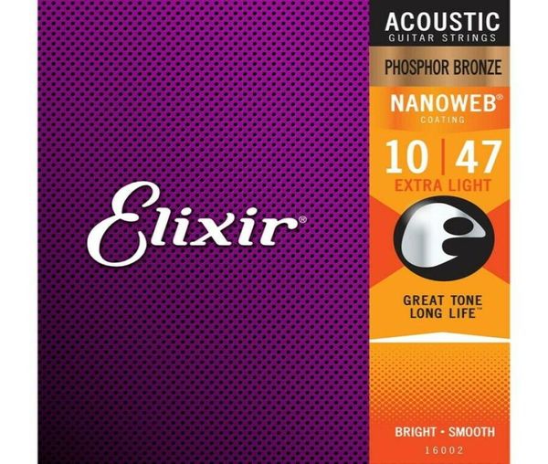 Elixir 16002 Nanoweb Cordes de guitare acoustique extra légères 1047 Bronze phosphoreux7123708