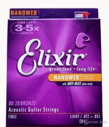 Cuerdas de guitarra acústica Elixir tono bronce fósforo 11025 16027 16052 11052 11002 11027 11100 16002 16077 16102 6 piezas 1 juego DHL Fre5254438