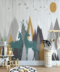 Elk Deer Mountain Carton Wallpaper 3D mural mural pour les enfants Contact Contact Papier Wall Papiers Roll Art Murales Papel de Parede1084053