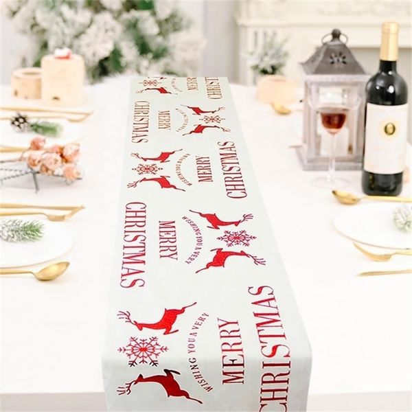 Elk Linen Christmas Table Runner Merry Christmas Decoration For Home Christmas Table Ornements de Noël Navidad Nouvel An 2021 201006