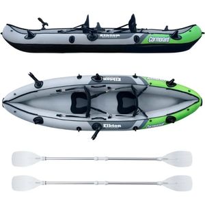 Elkton al aire libre Cormorant 2 persona en tándem inflable pesca kayak incluye 2 soportes de caña activos paldones de aluminio 240425