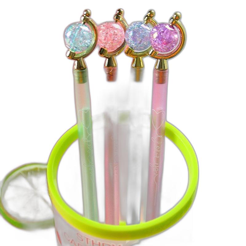 Ellen 1 PCS Stationery Cute Crystal Globe School Office Kawaii Supplies Sweet Lovely Pretty Candy Gel Pen