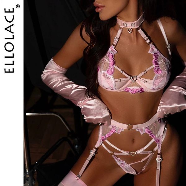 Ellolace Fancy Lingerie Sensual Fairy Underwear 4-Piece Halter soutien