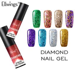 Ellwings diamant paillettes uv gel polonais tremper off gel gel manucure ongle autocollant ongle brillance avec vernis de base supérieure3529578