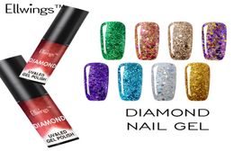 Ellwings Diamond Glitter UV Gel Polish Losweken Nagelgel Vernis Manicure Nagelsticker Shine met Top Base Polish3811675