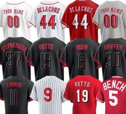 Elly de la Cruz Ken Griffey Chiftball personnalisé Jonathan India Hunter Greene Cincinnatis Johnny Bench Tyler Stephenson Reds Spencer Steer Mens Womens Youth Kids