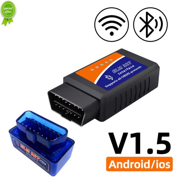 ELM327 V1.5 Scanner OBD2 - lecteur de code de diagnostic de voiture sans fil avec WiFi Bluetooth pour iOS / Android