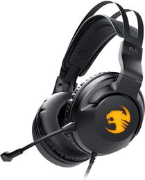 Elo 7.1 Auriculares USB para Juegos de PC, Sonido Envolvente con iluminación RGB AIMO, Auriculares con Cable para computadora, micrófono con cancelación de Ruido Desmontable, livianos, Controladores de 50 mm