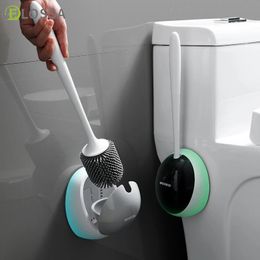 Elossa TPR Siliconen toiletborstel Wall gemonteerd reinigingsgereedschap geen dode hoeken borstel huishoudelijke badkamer accessoires set 220511