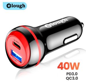 Elough – chargeur de voiture rapide QC 3.0 4.0 PD USB-C, adaptateur double voiture 20W 40w, Charge rapide pour iphone Samsung Huawei
