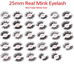 Elr002 entièrement 25 mm 3d Real Mink Hair Eyellashes 5d Super Long Mink Cils emballage dans le plateau Accepter le logo Print Shipment4322388