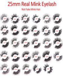 Elr002 entièrement 25 mm 3d Real Mink Hair Eyellashes 5d Super Long Mink Cils emballage dans le plateau Accepter le logo Print Shipment3051367