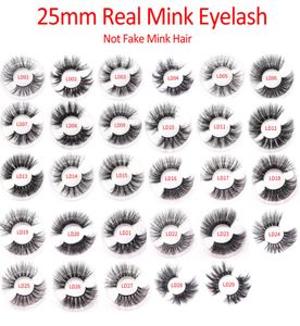 Elr002 entièrement 25 mm 3d Real Mink Hair Eyellashes 5d Super Long Mink Cils emballage dans le plateau Accepter le logo Print Shipment9316696