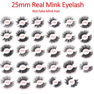 Elr002 Groothandel 25mm 3D Real Mink Haar Eyelashes 5D Super Long Namer Washes Packing In Lade Accepteren Logo Print Gratis verzending