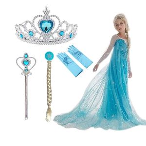 Elsa Dress Girls Summer Jurk Princess Cosplay Kostuumjurken voor kinderen Kerst verjaardag Fancy Party Party Vestidos Menina 220707