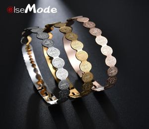 ELSEMODE Sint-Benedictus Armbanden Armbanden Vrouwen amulet Titanium Staal Hoog Gepolijst Katholieke Kerk Kruis Bangle Sieraden Gift7562655