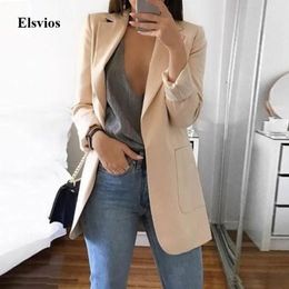 Elsvios 5XL Mujeres Otoño Chaqueta de negocios Primavera Oficina Señora Abrigo delgado Outwear Casual Manga larga Tops básicos chaquetas mujer T200114