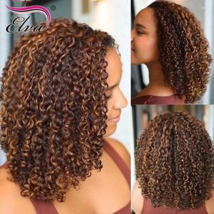 Elva Hair Perruques courtes humaines bouclées 13x6 Lace Frontal Wig Bob sans colle pour femmes vierges