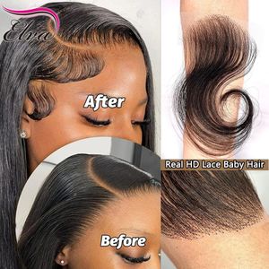 Elva HD Kant Baby Haar Strepen 4 Stuks Krullend Menselijk Rand Body Wave Zwitserse Haarlijn Strips Voor Vrouwen 231226