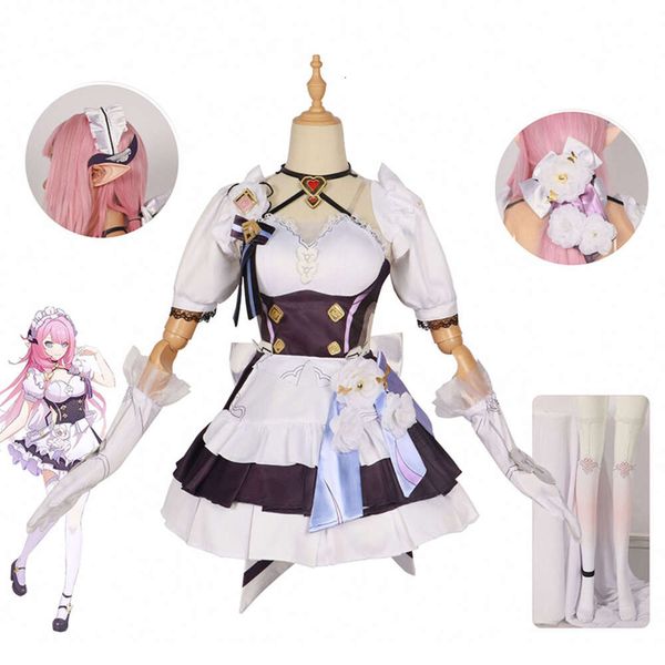 Elysia Cosplay Maid Costume Game Honkai Impact 3rd Elysia Maid Costume Miss Pink Elf Dress Cosplay Halloween para mujer Costumecosplay