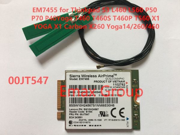 Envío gratuito EM7455 00JT547 + Antena para X1 Carbon 5ta generación X1-CARBON-TYPE-20FB-20FC / X1-CARBON-TYPE-20HR-20HQ X260 T460