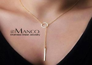 EManco esthétique en acier inoxydable colliers pour femmes coréen pendentif or collier ras du cou pour femme bijoux de mode Y0309245U6829177