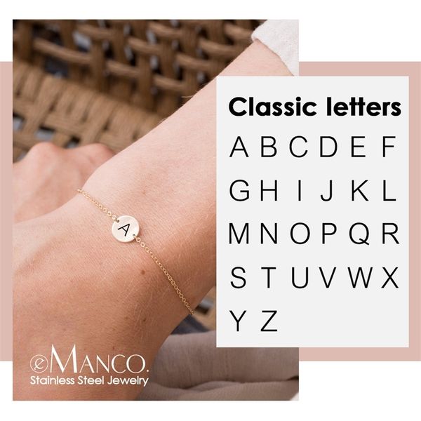 Bracelets personnalisés Alphabet pour femmes 316L Charms en acier inoxydable Bracelet Bracelets d'amitié Cadeaux pour femmes Y200323