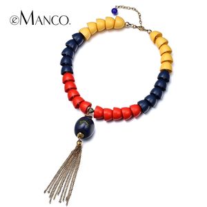 Blue Resin Kettingen Gouden Tassel hanger ketting trendy korte kettingen voor vrouwenkraag populares Populares NL13555 Y200323