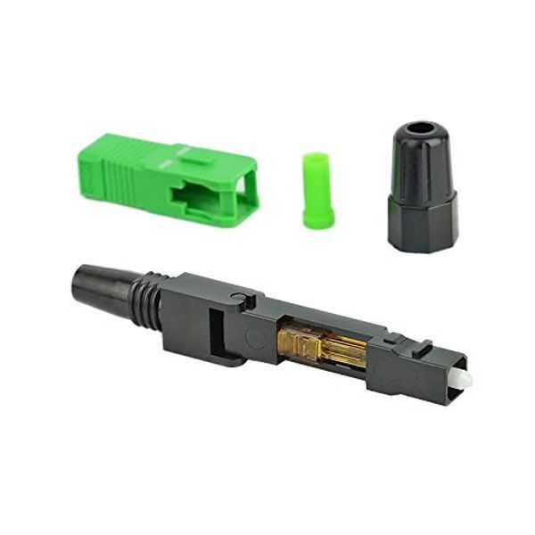 Conector rápido de fibra óptica SC APC + SC UPC integrado, conector rápido de fibra óptica de modo único, adaptador verde, montaje de campo, 20 piezas