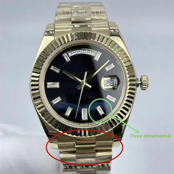 Montre automatique en diamant tridimensionnel intégré taille 41mm échelle numérique verre saphir fonction étanche pour cadeaux de Noël317p