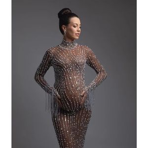 Robe de maternité ornée pour la grossesse Poshoot enceinte de maternité de tenue enceinte 240513