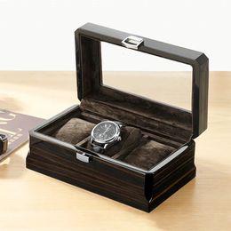 Embers Luxe Wood Graan Watch Box 3 Slots Velure Quartz Mechanische serie Opslag 240415