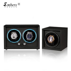 Embers Matte Black 1 2 Watcher Winder Luxury Fashion Watch Shaker Watch Box Exquisit Single Slot Mabuchi Motro 240408