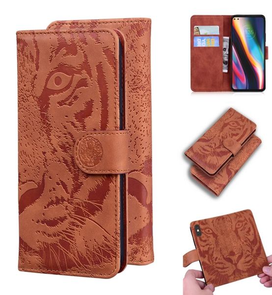 Funda de cuero de billetera de tigre de buque Tiger para Moto G 5G Plus E6S 2020 E7 Edge G Fast Power Stylus G8 G9 Play One Fusion Tomest Sport P3750182