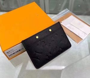 Porte-cartes noir en relief avec boîte orange Porte-monnaie Porte-clés Porte-clés en cuir véritable Porte-monnaie CLES Designer Femmes Hommes Porte-clés Porte-carte de crédit Mini Portefeuille Sac