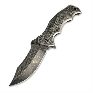 Couteau de poche tactique avec manche en acier inoxydable, motif Dragon gaufré, couteaux pliants de chasse et de Camping EDC