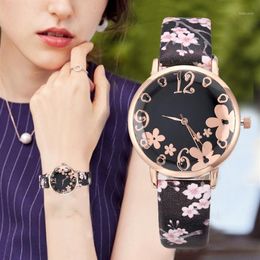Flores en relieve pequeñas frescas impresas mujeres reloj de cuarzo señoras vestido relojes de pulsera regalos Relogio Feminino1235M