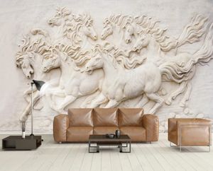 Embosed Horse TV Achtergrond Muur 3D Wallpapers Muur Werkelijk woonkamer Slaapkamer Muurschilderingen Wallpaper Rolls For Walls Photo Wallpaper Home Design