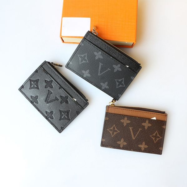 Porte-cartes en cuir en relief designer pour hommes portefeuille sacs d'argent à carte à carte à carte pour hommes femmes midi cartes sac pochette sac à main avec cadeau de boîte