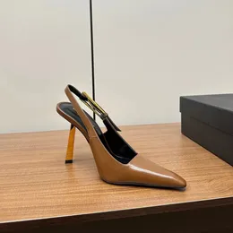 Lee 110 mm en cuir verni Slingback Pumps boucle dorée talons aiguilles Slip-on mode femme à talons hauts Designers de luxe chaussures de soirée chaussures d'usine