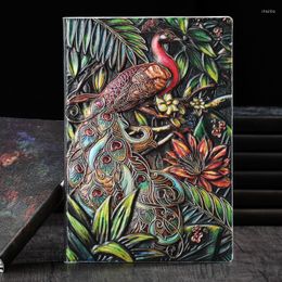 Embosed peacock Notebook Animal PU Cover A5 Retro Note Books Journal Gift 200 Pages