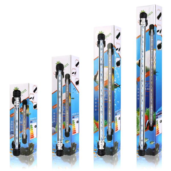 Gaufrage Aquarium lumière Aquarium Led éclairage étanche Submersible barre Tube pince lampe Aquariums décor accessoires bleu blanc