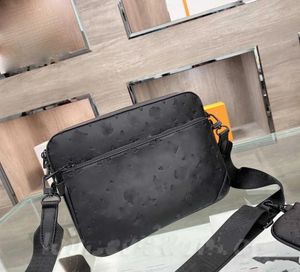 Sac à bandoulière en gaufrage, ensemble de 3 pièces de sacs de créateurs de luxe, mode gris noir, 2 couleurs, sacs messager, sac à main pour hommes