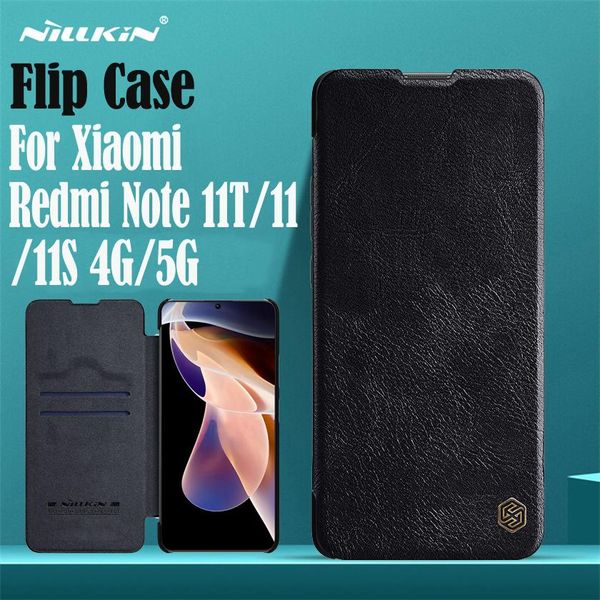 Bougosage pour Xiaomi Redmi Note 11S / 11T / 11 4G 5G Flip Case Nillkin Qin en cuir Carte Pocket Book Flip Flip Cover pour Redmi Note11 Sacs de téléphone