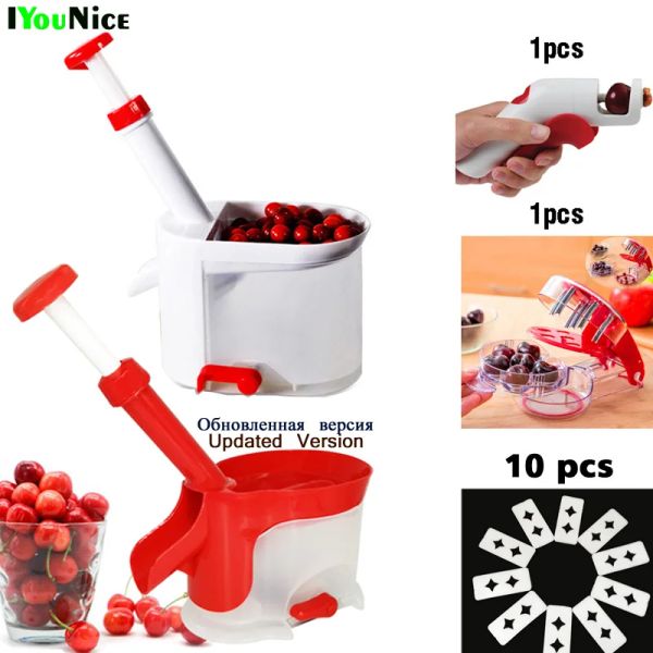 Deshuesador de cerezas de calidad en relieve, removedor de semillas, máquina descorazonadora Nuclear de frutas con contenedor, accesorios de cocina, herramienta para cocina