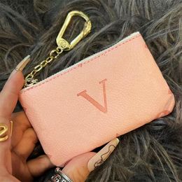 Embossing V Designer Bags Kaarthouder Women Mens Cards houders mini zippy portemonnee unisex munt portemonnee pocket kleine tas met sleutel accessoires 14 kleur