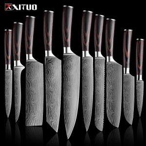 Juego de cuchillos de cocina Xituo con relieve, 110 Uds., cuchillo de Chef de acero inoxidable con alto contenido de carbono, cuchillo Santoku, cuchillo afilado para cortar, la mejor opción