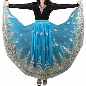 Falda de baile tradicional china bordada para mujer, faldas de flamenco españolas, ropa de baile tibetana vintage, traje popular M2QP #