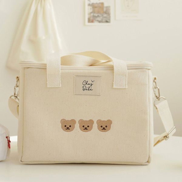 Sac de maman d'isolation d'ours brodé sac de bébé de mère multifonctionnel sortir messager transport sac de maman organisateur de soins pour nourrissons 220726